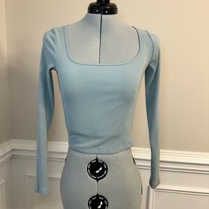 Hollister Light Blue Ribbed Long Sleeve Top